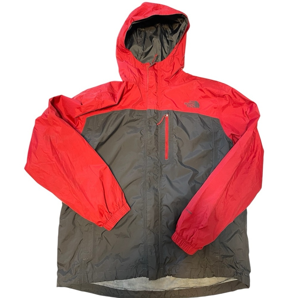 Men’s The North Face Windbreaker Hooded Jacket Sz L Red Packable Hiking Travel